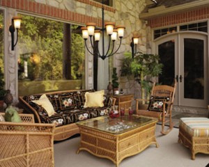 Outdoor room with Chandelier