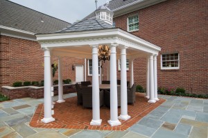 Fifthroom.com's 12' x 18' Vinyl Elongated Hexagon Belle Gazebo makes for an intimate party setting! 