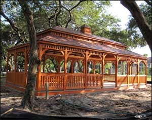 Wooden gazebo with the Hurricane Package