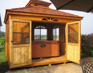 cabana in a backyard