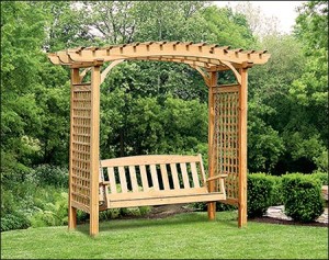 Treated Pine Greenfield Arbor and 5' English Garden Swing Set